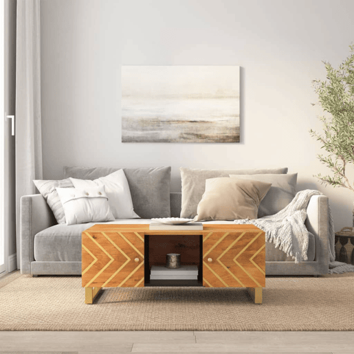Mesa de Centro, Mesa baixa, 100x54x40 cm mangueira maciça castanho e preto Mesa de Centro, Mesa baixa, 100x54x40 cm mangueira maciça castanho e preto