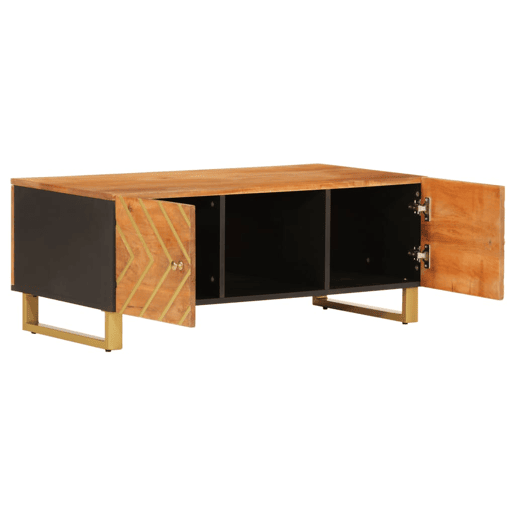 Mesa de Centro, Mesa baixa, 100x54x40 cm mangueira maciça castanho e preto Mesa de Centro, Mesa baixa, 100x54x40 cm mangueira maciça castanho e preto