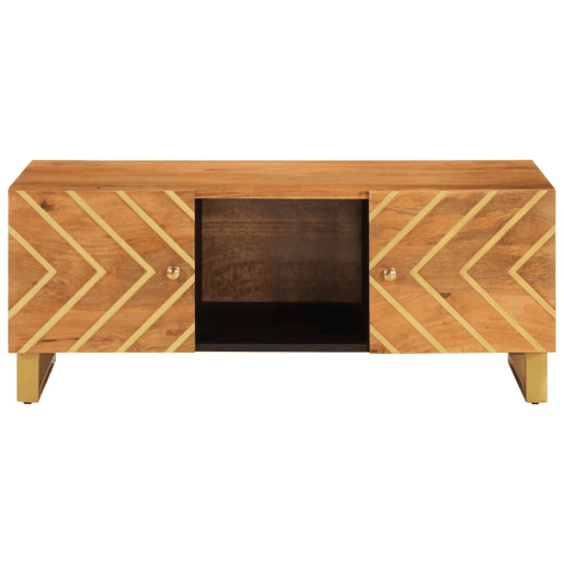 Mesa de Centro, Mesa baixa, 100x54x40 cm mangueira maciça castanho e preto Mesa de Centro, Mesa baixa, 100x54x40 cm mangueira maciça castanho e preto