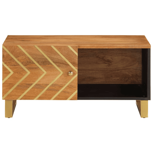 Mesa de Centro, Mesa baixa, 80x50x40 cm mangueira maciça castanho e preto Mesa de Centro, Mesa baixa, 80x50x40 cm mangueira maciça castanho e preto