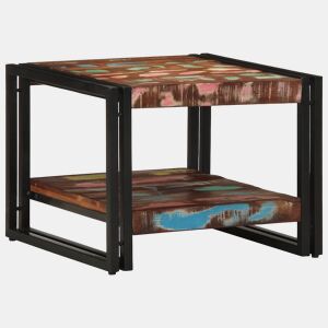 Mesa de Centro, Mesa baixa, multicor 50x50x38 cm madeira maciça recuperada