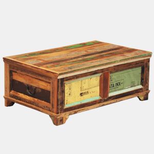 Mesa de Centro, Mesa baixa vintage com armazenamento, madeira reciclada