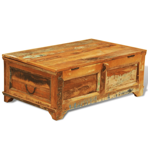 Mesa de Centro, Mesa baixa vintage com armazenamento, madeira reciclada Mesa de Centro, Mesa baixa vintage com armazenamento, madeira reciclada