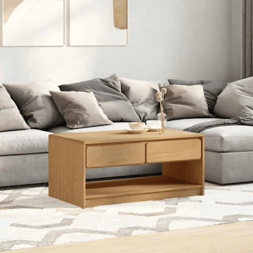 Mesa de Centro, Mesa baixa SAUDA 99x55x45 cm pinho maciço cor carvalho Mesa de Centro, Mesa baixa SAUDA 99x55x45 cm pinho maciço cor carvalho