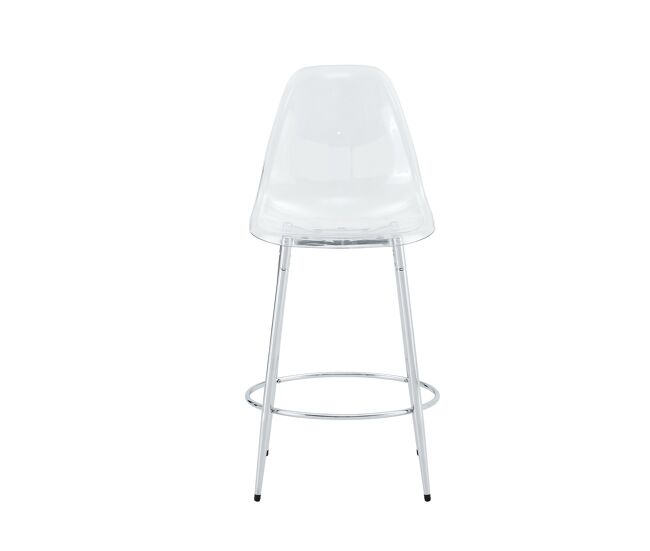 Juego de 2 taburetes transparentes - diseño flotante - altura: 102 cm - piernas metálicas plateadas