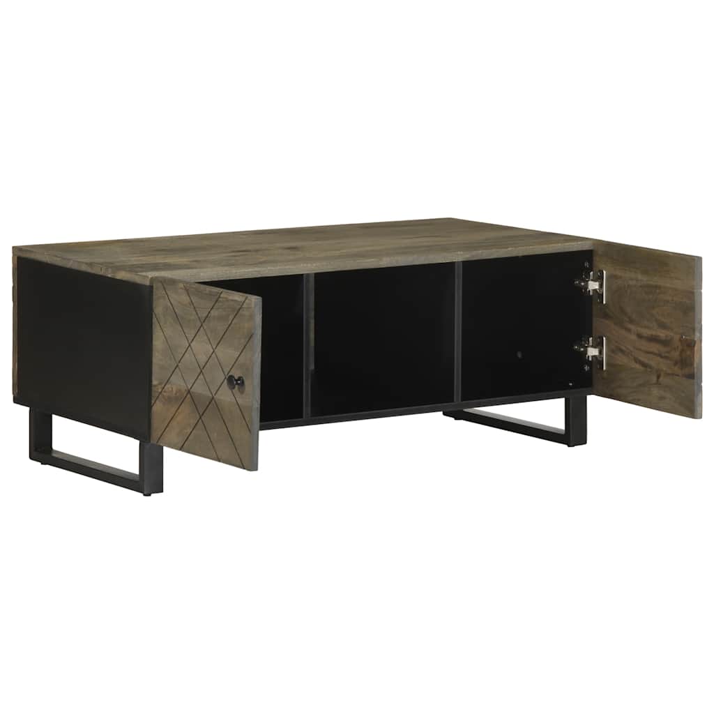 Mesa de café - mesa de centro madera maciza de mango negra 100x54x40 cm