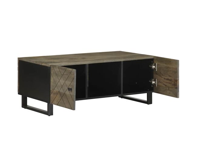 Mesa de café - mesa de centro madera maciza de mango negra 100x54x40 cm