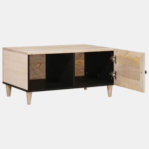 Mesa de Centro, Mesa baixa, Bege 80 x 50 x 40 cm Madeira de acácia maciça