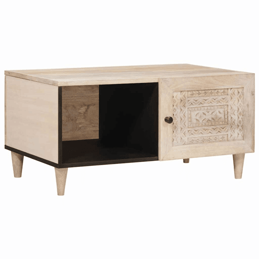 Mesa de Centro, Mesa baixa, Bege 80 x 50 x 40 cm Madeira de acácia maciça Mesa de Centro, Mesa baixa, Bege 80 x 50 x 40 cm Madeira de acácia maciça