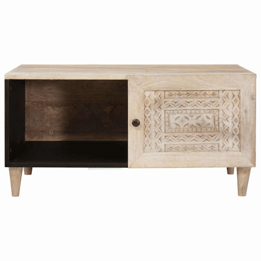 Mesa de Centro, Mesa baixa, Bege 80 x 50 x 40 cm Madeira de acácia maciça Mesa de Centro, Mesa baixa, Bege 80 x 50 x 40 cm Madeira de acácia maciça