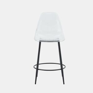 Conjunto de 2 bancos transparentes - Design flutuante - Pernas de metal preto - Ideal para cozinhas abertas modernas - Cor: preto, transparente