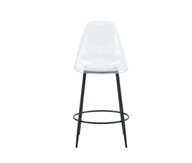 Juego de 2 taburetes transparentes - diseño flotante - patas de metal negras - ideal para cocinas abiertas modernas - color: negro, transparente