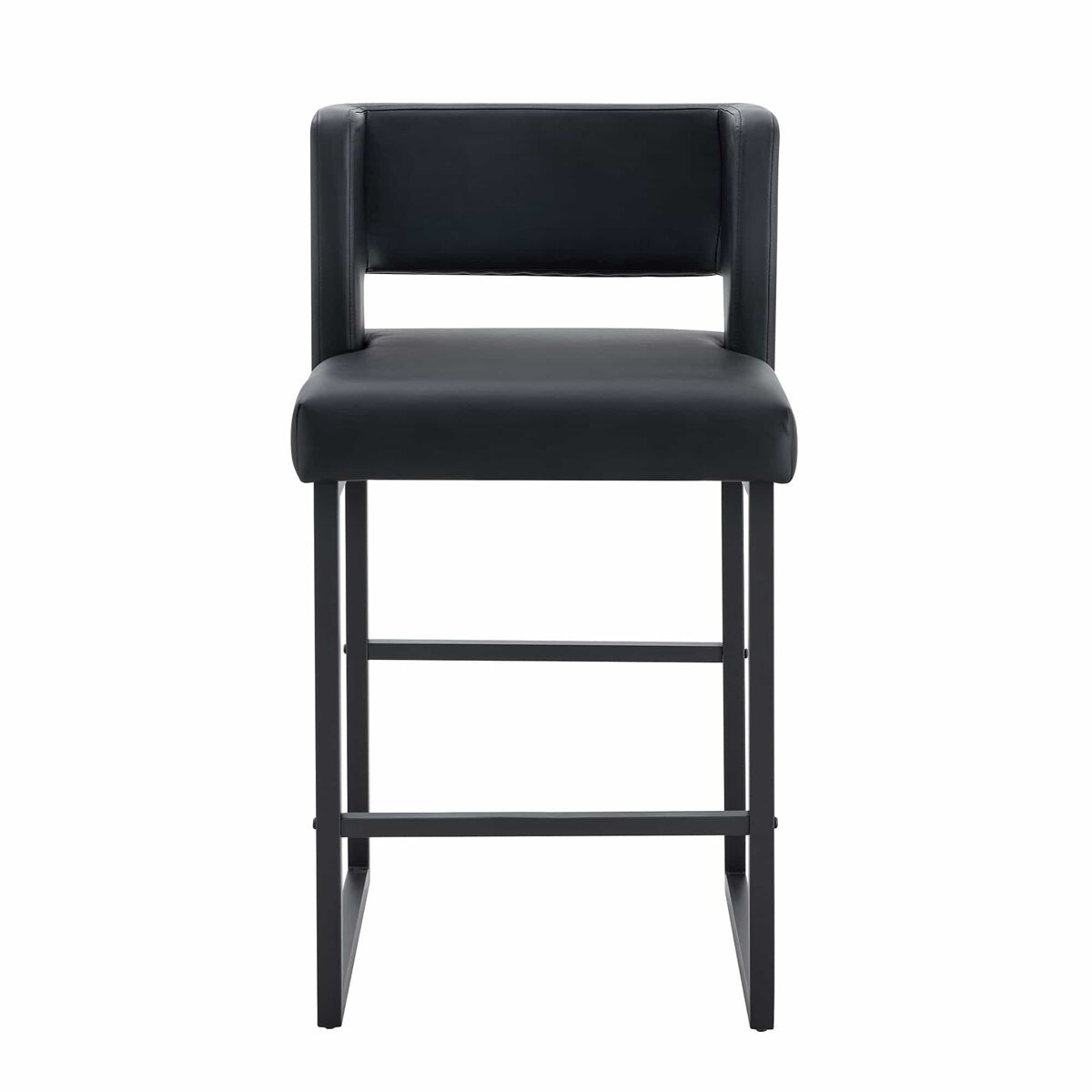 Taburetes de bar 2 unidades - estilo nórdico, diseño cuadrado, patas metal negras - negro