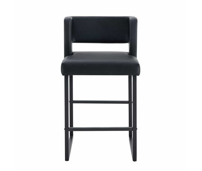 Taburetes de bar 2 unidades - estilo nórdico, diseño cuadrado, patas metal negras - negro