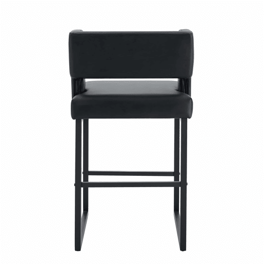 Bancos de bar 2 unidades - estilo nórdico, design quadrado, pernas metálicas pretas - Preto Bancos de bar 2 unidades - estilo nórdico, design quadrado, pernas metálicas pretas - Preto