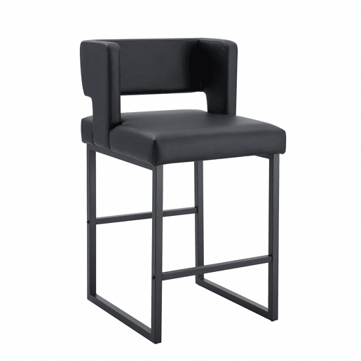 Bancos de bar 2 unidades - estilo nórdico, design quadrado, pernas metálicas pretas - Preto Bancos de bar 2 unidades - estilo nórdico, design quadrado, pernas metálicas pretas - Preto