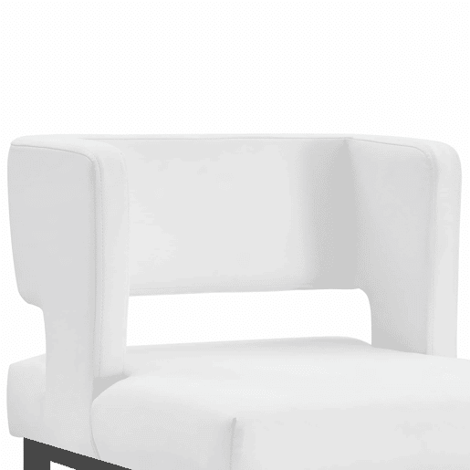 Cadeiras de bar 2 unidades - estilo nórdico, design quadrado, pernas metálicas pretas - Branco+Preto