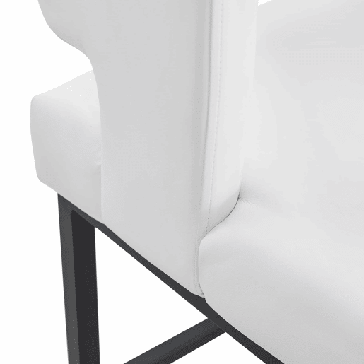 Cadeiras de bar 2 unidades - estilo nórdico, design quadrado, pernas metálicas pretas - Branco+Preto