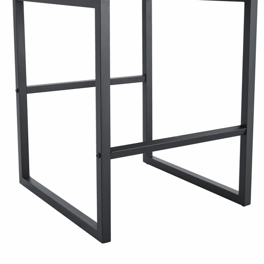Cadeiras de bar 2 unidades - estilo nórdico, design quadrado, pernas metálicas pretas - Branco+Preto