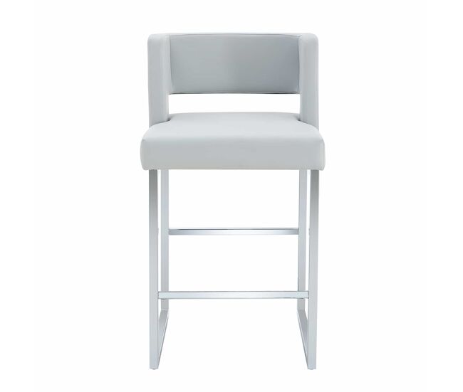 Taburetes de bar 2 unidades - diseño cuadrado moderno, ligeros y cómodos - gris claro y plata