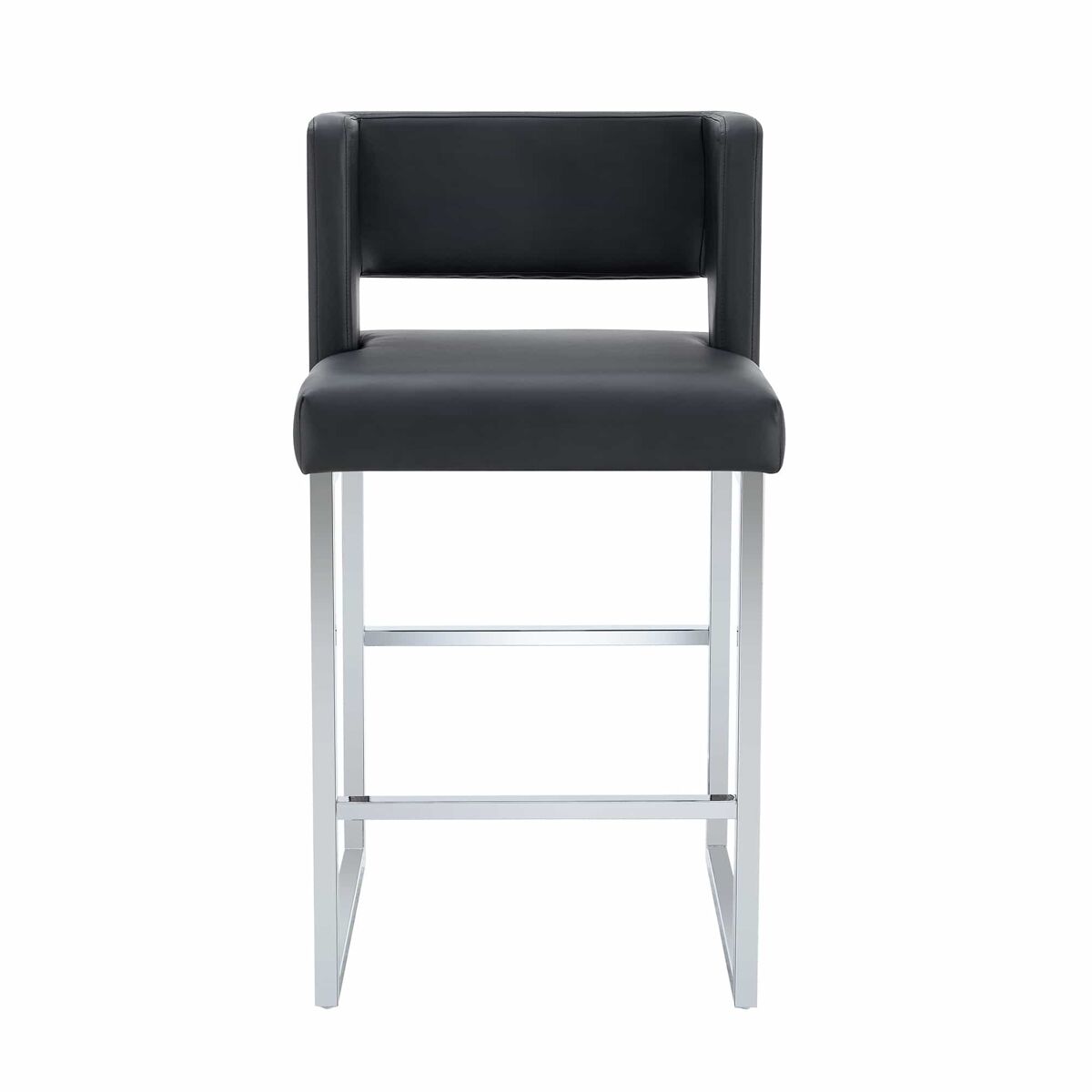 Taburetes de bar 2 unidades - estilo nórdico, diseño cuadrado, patas metálicas - negro+plata