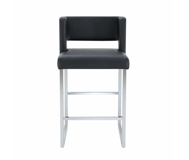 Taburetes de bar 2 unidades - estilo nórdico, diseño cuadrado, patas metálicas - negro+plata