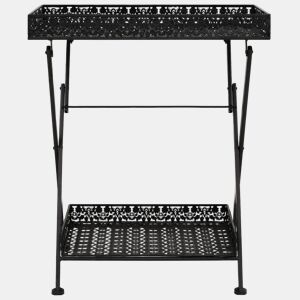 Mesa de Centro, Mesa baixa dobrável estilo vintage metal 58x35x72 cm preto