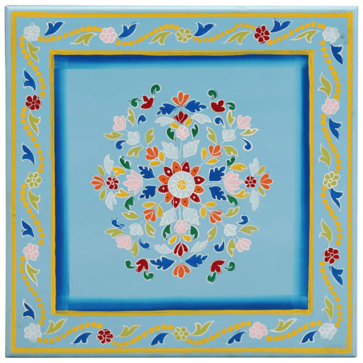 Mesa de Centro, Mesa baixa, pintada à mão mangueira maciça azul turquesa Mesa de Centro, Mesa baixa, pintada à mão mangueira maciça azul turquesa