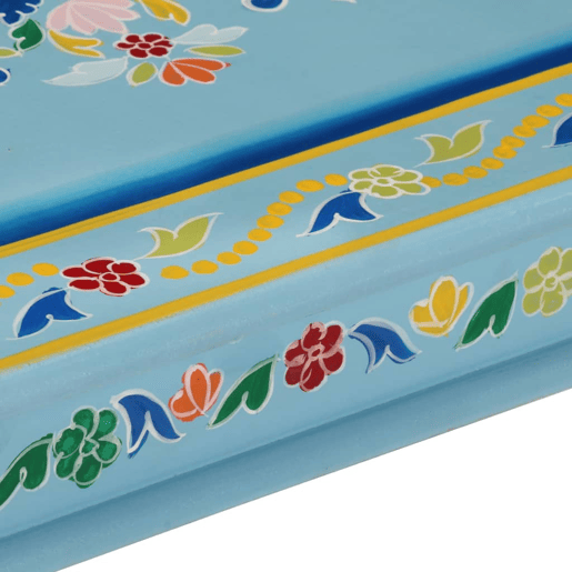 Mesa de Centro, Mesa baixa, pintada à mão mangueira maciça azul turquesa Mesa de Centro, Mesa baixa, pintada à mão mangueira maciça azul turquesa