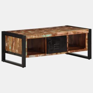 Mesa de Centro, Mesa baixa, multicor 90x50x36 cm madeira maciça recuperada