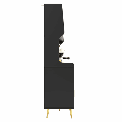 Aparador alto 145x39x171 cm - LED, App, gaveta, prateleira com painel perfurado - preto Aparador alto 145x39x171 cm - LED, App, gaveta, prateleira com painel perfurado - preto