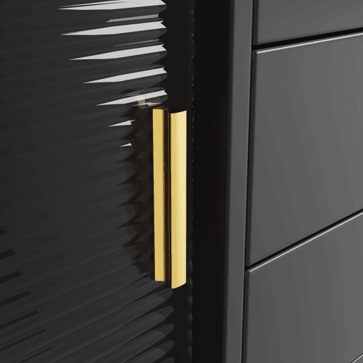 Aparador alto 145x39x171 cm - LED, App, gaveta, prateleira com painel perfurado - preto Aparador alto 145x39x171 cm - LED, App, gaveta, prateleira com painel perfurado - preto