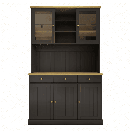 Aparador alto 120x40x191 cm - portas de vidro, arrumação, tomada e USB - preto Aparador alto 120x40x191 cm - portas de vidro, arrumação, tomada e USB - preto