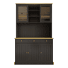 Aparador alto 120x40x191 cm - portas de vidro, arrumação, tomada e USB - preto