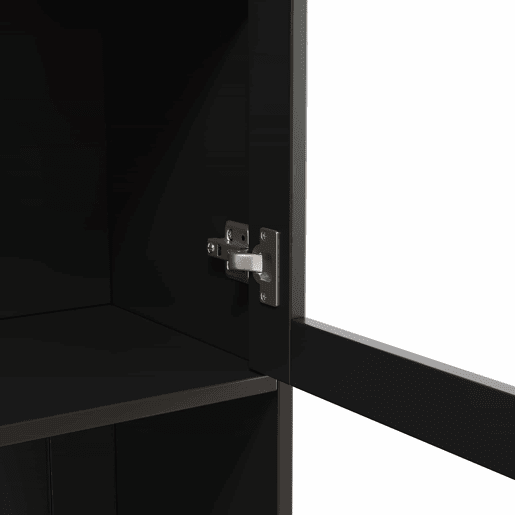 Aparador alto 120x40x191 cm - portas de vidro, arrumação, tomada e USB - preto Aparador alto 120x40x191 cm - portas de vidro, arrumação, tomada e USB - preto