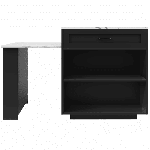 Ilha de cozinha extensível com arrumação 133-202 x 70 x 93,5 cm - 2 gavetas, 2 compartimentos, mesa de cozinha para 2 a 6 pessoas, carrinho de cozinha com prateleiras laterais - preto