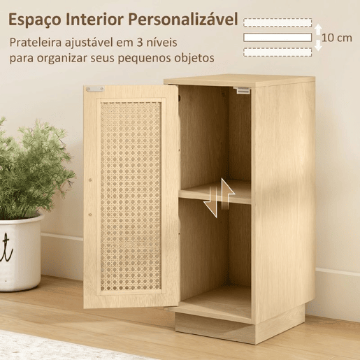HOMCOM Conjunto de 2 Mesas de Cabeceira com Porta de Vime Mesas de Cabeceira Estilo Boho com Prateleira Ajustável para Espaços Pequenos Sala, Quarto 25x30x60 cm Madeira HOMCOM Conjunto de 2 Mesas de Cabeceira com Porta de Vime Mesas de Cabeceira Estilo Boho com Prateleira Ajustável para Espaços Pequenos Sala, Quarto 25x30x60 cm Madeira