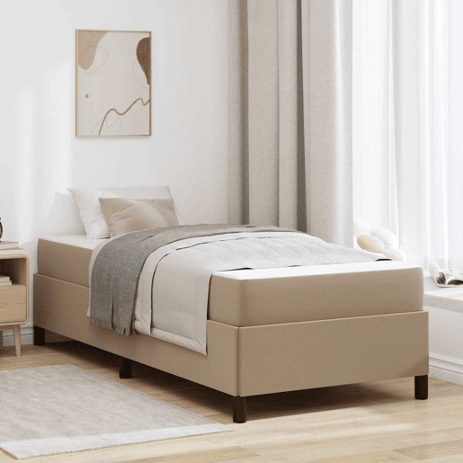Estrutura de cama de solteiro para adultos com colchão Cappuccino 90 x 190 cm tecido Estrutura de cama de solteiro para adultos com colchão Cappuccino 90 x 190 cm tecido