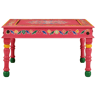 Mesa de Centro, Mesa baixa, pintada à mão mangueira maciça rosa