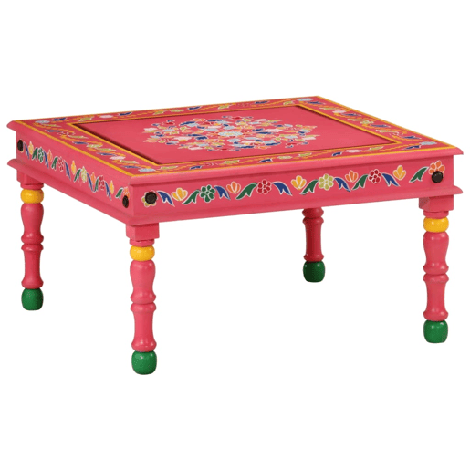 Mesa de Centro, Mesa baixa, pintada à mão mangueira maciça rosa Mesa de Centro, Mesa baixa, pintada à mão mangueira maciça rosa
