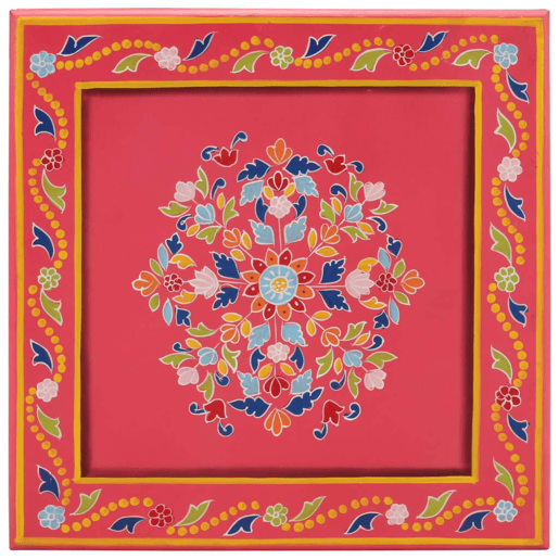 Mesa de Centro, Mesa baixa, pintada à mão mangueira maciça rosa Mesa de Centro, Mesa baixa, pintada à mão mangueira maciça rosa
