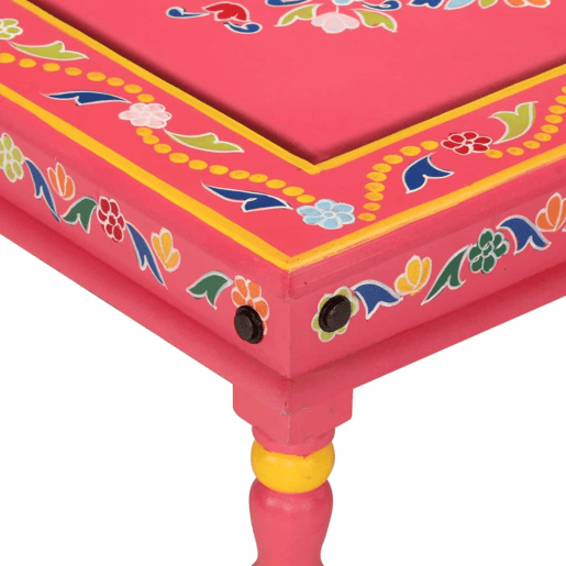 Mesa de Centro, Mesa baixa, pintada à mão mangueira maciça rosa Mesa de Centro, Mesa baixa, pintada à mão mangueira maciça rosa