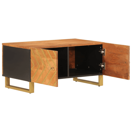 Mesa de Centro, Mesa baixa, 80x50x40 cm mangueira maciça castanho e preto