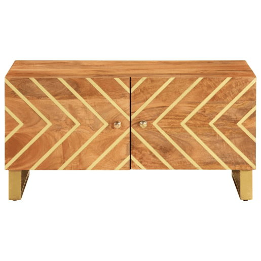 Mesa de Centro, Mesa baixa, 80x50x40 cm mangueira maciça castanho e preto