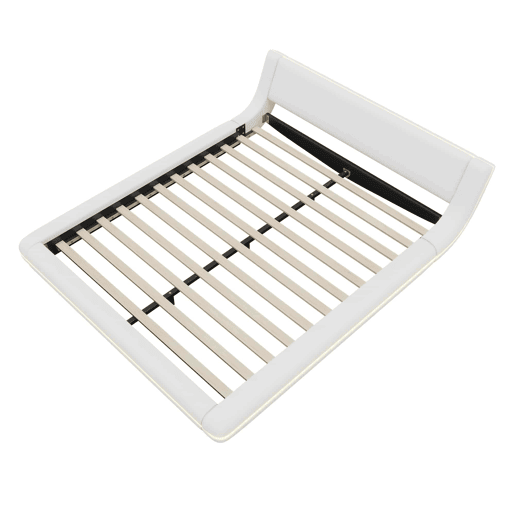 Cama baixa 160x200 cm - PU, LED ambiente, design moderno - Branco