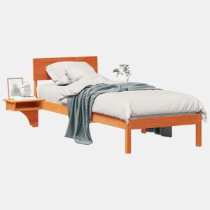 Estrutura de cama de solteiro moderno com cabeceira - Marrom Cera 75 x 190 cm