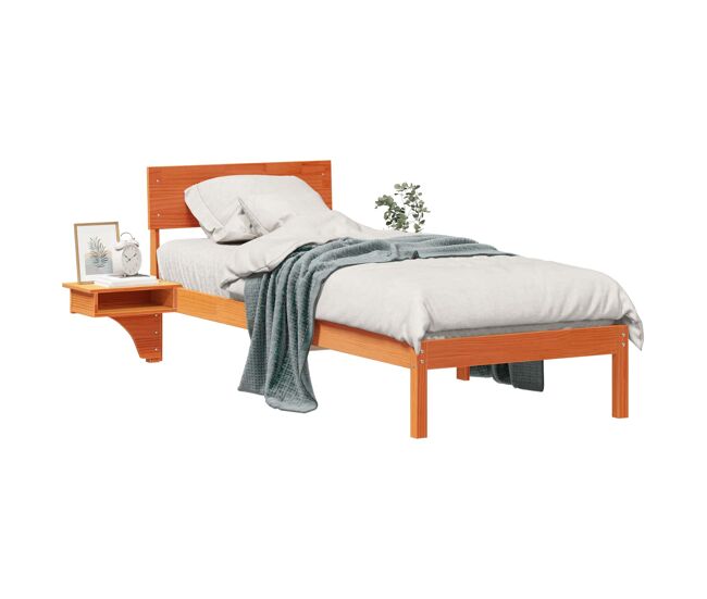 Estructura de cama simple para adultos con cabecera - marrón cera 75 x 190 cm