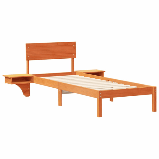Estrutura de cama de solteiro moderno com cabeceira - Marrom Cera 75 x 190 cm Estrutura de cama de solteiro moderno com cabeceira - Marrom Cera 75 x 190 cm