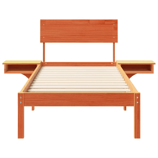 Estrutura de cama de solteiro moderno com cabeceira - Marrom Cera 75 x 190 cm Estrutura de cama de solteiro moderno com cabeceira - Marrom Cera 75 x 190 cm
