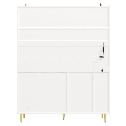 Armário alto para sala 145x39x171 cm - prateleiras ajustáveis, LED, gaveta com garrafeira - branco Armário alto para sala 145x39x171 cm - prateleiras ajustáveis, LED, gaveta com garrafeira - branco
